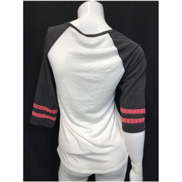 Girls Lily Blue LS Raglan Paris Gray White T Shirt - Picture 3 of 7